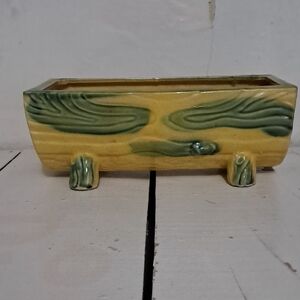 Vintage Yellow and Green Ceramic Planter